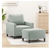 Image de Fauteuil avec repose-pied Gris clair 60 cm Velours3201045