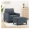 Image de Fauteuil avec repose-pied Gris foncé 60 cm Velours3201046