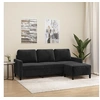 Image de Canape droit 3 places en velours noir 60 x 198 x 80 cm