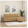 Image de Canapé à 3 places avec repose pieds Marron 180 cm Velours