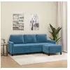 Image de Canape droit 3 places en velours bleu 60 x 198 x 41 cm