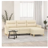 Image de Canapé à 3 places avec repose-pieds Crème 180 cm Tissu3201075