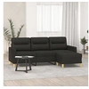Image de Canapé à 3 places avec repose-pieds Noir 180 cm Tissu3201077