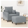 Image de Fauteuil avec repose pied Gris clair 60 cm Tissu