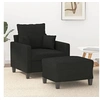 Image de Fauteuil avec repose-pied Noir 60 cm Tissu3201085
