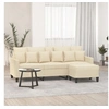 Image de Canapé à 3 places avec repose pieds Crème 180 cm Tissu
