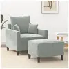 Image de Fauteuil avec repose-pied Gris clair 60 cm Velours3201097