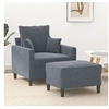 Image de Fauteuil avec repose-pied Gris foncé 60 cm Velours3201098