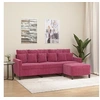 Image de Canapé à 3 places et repose-pieds Rouge bordeaux 180 cm Velours3201111