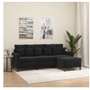 Image de Canapé à 3 places avec repose pieds Noir 180 cm Velours