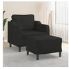 Image de Fauteuil avec repose-pied Noir 60 cm Tissu3201131