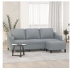 Image de Canapé à 3 places avec repose pieds Gris clair 180 cm Tissu