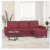 Image de Canape droit 3 places en tissu rouge 60 x 214 x 41 cm