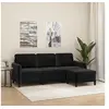 Image de Canapé à 3 places avec repose-pieds Noir 180 cm Velours, canapé, canapé avec repose-pieds, canapé trois places, 3201179
