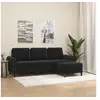 Image de Canapé à 3 places avec repose pieds Noir 180 cm Velours