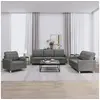 Image de Ensemble de canapés 3 pcs avec coussins Gris foncé Tissu