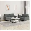 Image de Ensemble de canapés 2 pcs avec coussins Gris foncé Tissu