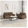 Image de Ensemble de canapés 2 pcs avec coussins Marron Tissu