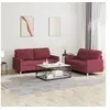 Image de Ensemble de canapés 2 pcs avec coussins Rouge bordeaux Tissu