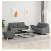 Image de Ensemble de canapés 3 pcs avec coussins Gris foncé Tissu
