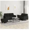 Image de Ensemble de canapés 3 pcs avec coussins Noir Tissu