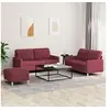 Image de 3-delige Loungeset met kussens stof wijnrood3201288