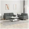 Image de Ensemble de canapés 2 pcs coussins gris foncé tissu3201291