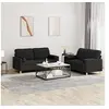 Image de Ensemble de canapés 2 pcs avec coussins noir tissu3201294