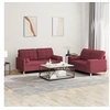 Image de Ensemble de canapés 2 pcs avec coussins rouge bordeaux tissu3201296