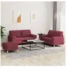 Image de 3-delige Loungeset met kussens stof wijnrood3201304