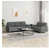 Image de Ensemble de canapés 2 pcs avec coussins Gris foncé Tissu