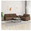 Image de Ensemble de canapés 2 pcs avec coussins Marron Tissu