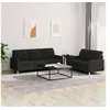 Image de Ensemble de canapés 2 pcs avec coussins Noir Tissu