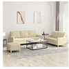 Image de Ensemble de canapés 3 pcs avec coussins crème tissu3201316