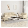 Image de Ensemble de canapés 3 pcs avec coussins crème tissu3201332
