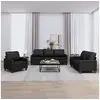 Image de Ensemble de canapés 3 pcs avec coussins Noir Similicuir