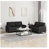 Image de Ensemble de canapés 2 pcs avec coussins Noir Similicuir