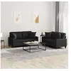 Image de Ensemble de canapés 2 pcs avec coussins noir similicuir