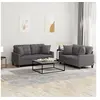 Image de Ensemble de canapés 2 pcs avec coussins gris similicuir