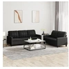 Image de Ensemble de canapés 2 pcs avec coussins Noir Similicuir