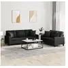 Image de Ensemble de canapés 2 pcs avec coussins noir similicuir