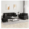 Image de Ensemble de canapés 3 pcs avec coussins noir similicuir