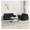 Image de Ensemble de canapés 2 pcs avec coussins Noir Similicuir