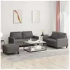 Image de Ensemble de canapés 3 pcs avec coussins Gris Similicuir