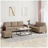 Image de Ensemble de canapés 3 pcs avec coussins Cappuccino Similicuir
