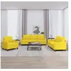 Image de Ensemble de Canapés avec Coussins 3 pcs, Canapés avec Accoudoirs et Dossier, Ensemble de Meubles, Mobilier de Salon, Moderne, Jaune Clair Tissu