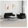 Image de Ensemble de canapés 2 pcs avec coussins Noir Tissu