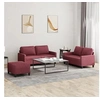 Image de Ensemble de canapés 3 pcs avec coussins Rouge bordeaux Tissu