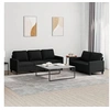 Image de Ensemble de canapés 2 pcs avec coussins Noir Tissu