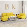 Image de Ensemble de Canapés avec Coussins 3 pcs, Canapés avec Accoudoirs et Dossier, Ensemble de Meubles avec Repose-pied Salon, Moderne, Jaune Clair Tissu